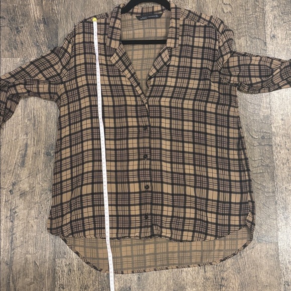 Zara Tan and Black Plaid Shirt - Picture 9 of 10